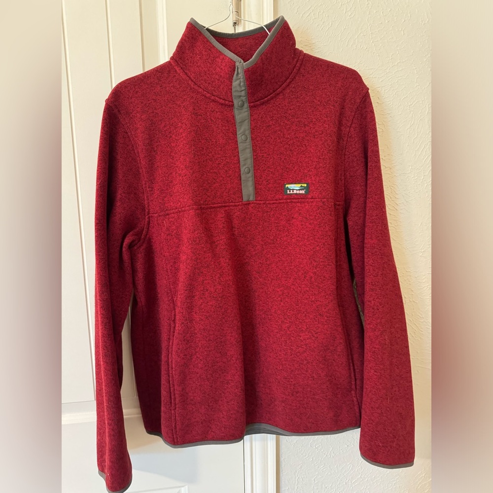Men’s LLBean sweater Fleece Pullover - L, Slightly Fitted - Red